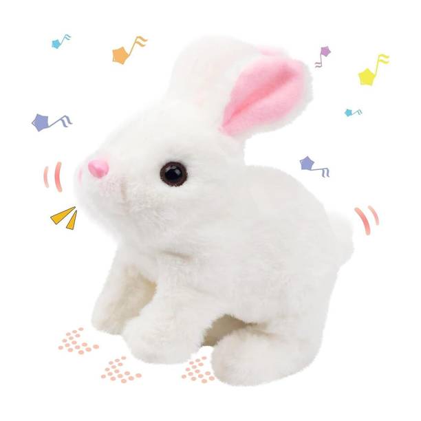 AJDK MART Walking Rabbit Toy for Kids – Talking Sound Bunny with Moving Tail, Head Shake  - 18 cm