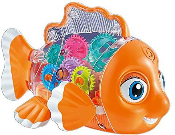 Globular Transparent 3D Gear Fish Latest Design 360Degree Rotation, Sound&Light Toy