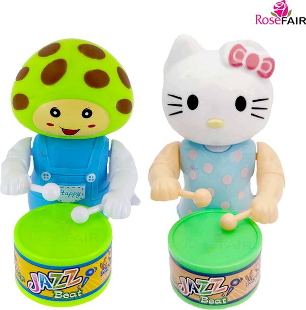 ROSEFAIR Funny Key-Operated Cute Drummer Toy for Toddler Baby Toy Watermelon, Kitty
