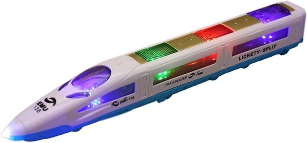 ZUNBELLA Bump and Go High Speed Bullet Train Toy - 3D Lighting and Musical Fun Sounds
