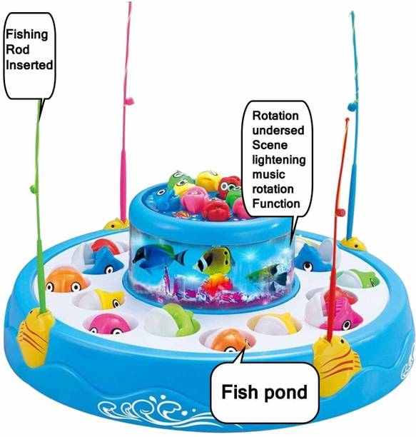 SALEOFF Musical Fish Catching Game Big with 26 Fishes, 4 Pods & 3D Lights-403