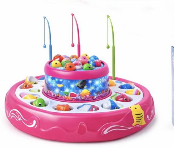 deal dynamic Kids Musical Rotating Fishing Game Toy with Magnetic Rods & Colorful Fish