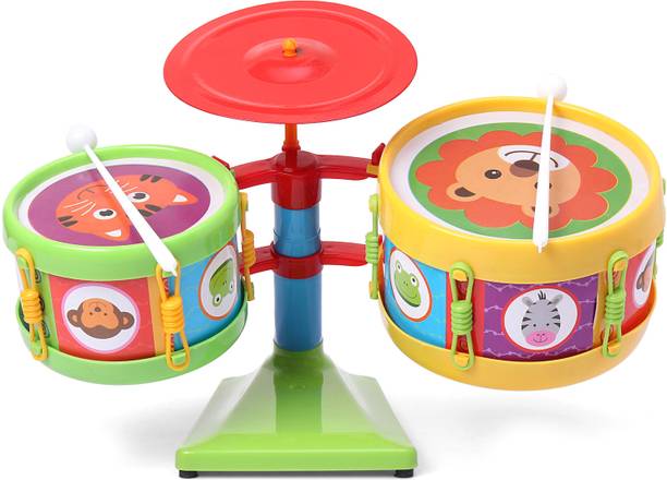 YUIOP - Musical Drum Set With 2 Drums & 2 Sticks - Animal Print - Play & Learn Music
