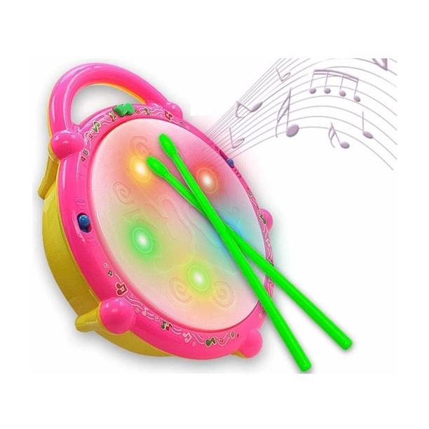 GoodsNet Flash Drum Toy with 5 Visual 3D Lights, Music, 3 Game Modes for Kids