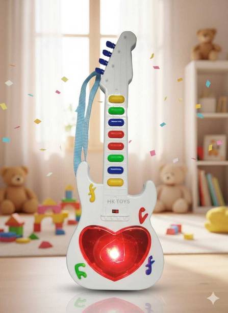 HK Toys Premium Quality Electronic Mini Guitar Toy with 8 Colorful Keys and 3D Lights