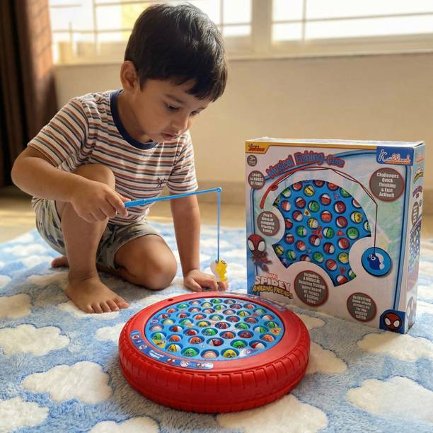 Kriiddaank Spiderman Theme Musical Fishing Game-B, Battery Operated Learning Toy - Fun &�