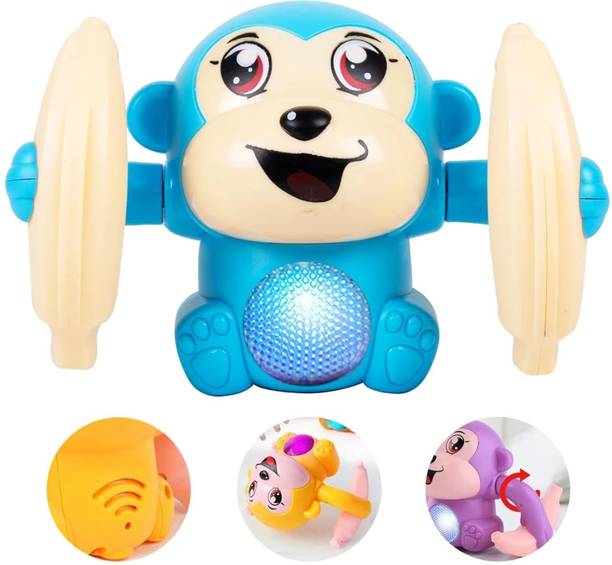 kettoby Dancing Monkey Musical Toy for Kids Baby Spinning Rolling Doll Tumble Toy with
