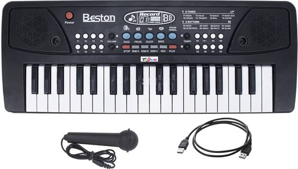 Toyco 37 Keys Piano Keyboard Toy with Microphone, USB Power Cable & Sound Recording Function