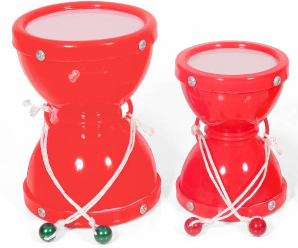 khushi enterprise Musical Toy Damru Set, Small ( 7 x 8.2 cm, 50g ), Medium ( 8.3 x 10.2 cm, 60g )