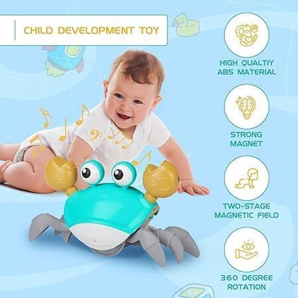 Zenex store Toy Crawling Crab Baby Toy - Musical, LED Lights & Rechargeable Fun for Kids