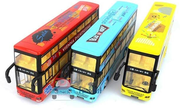 venimall Metal Body Door Opening Luxury Red Toy Bus with LED Light and Sound