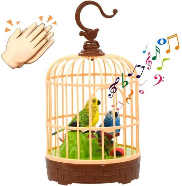 AR KIDS TOYS Singing Moving Chirping Beautiful Electronic 2 Birds Pet Toy in Cage