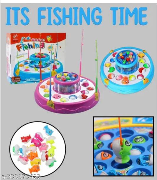 Intelligent Fishing Game Toy Set with Rotating Board (MULTICOLOR)