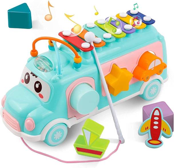 Sukan Tex Kids Musical Activity Bus Toy - 4 in 1 Educational Learning Toy for Toddlers