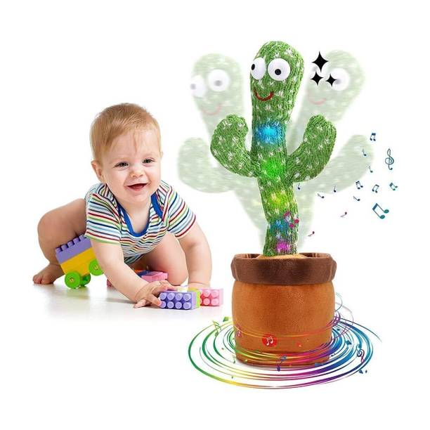 TAPUJI Cactus Repeats What You Say,Electronic Plush Toy with Lighting,Singing