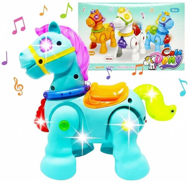 BAIRNINO Walking Pony Horse Toy with Cheerful Music & Flashing Colorful Lights
