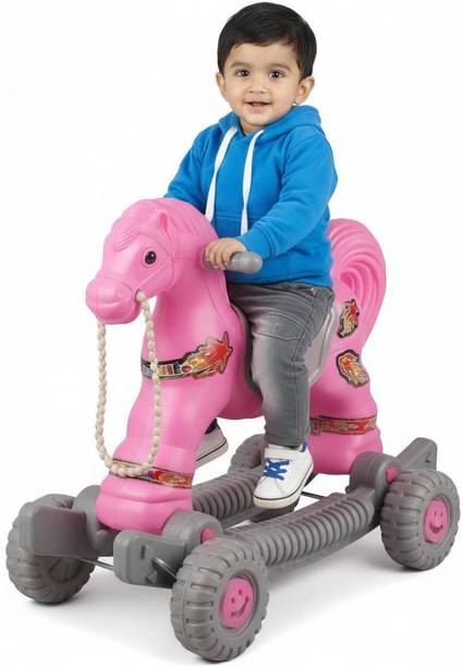 TOYPROFESSOR 2 in 1 Baby Horse Rider Rocker for Kids 1-3 Years Gift kids Plastic, Pack of 01