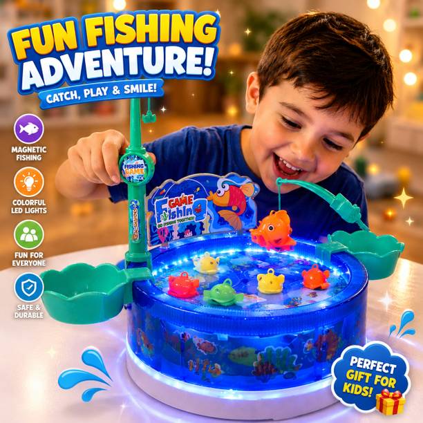 Buddynjoy Magnetic Fishing Game Toy with Music & Lights for Kids and Children