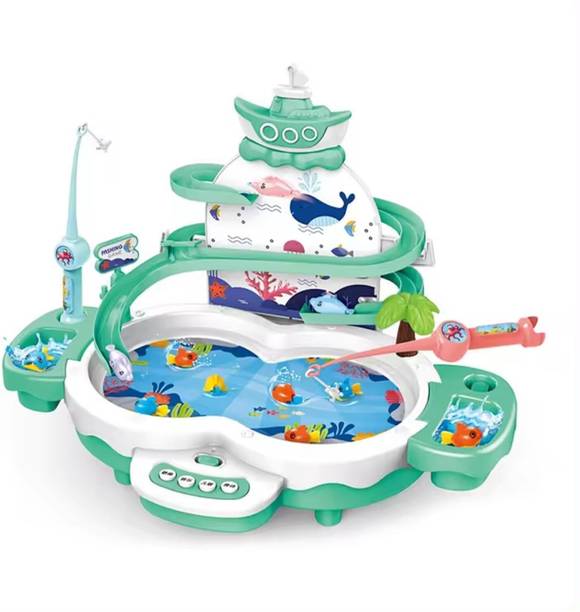 SHARNGA New Kids Game Plastic Fishing Game Toys with Slideway Electronic Toy