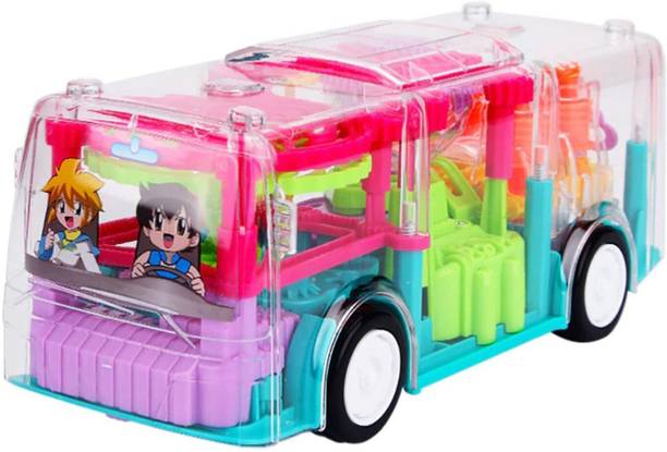 RAINBOW RIDERS Musical Transport Bus Toy with 3D & 360 Rotation, Light & Sound for Girls & Boys