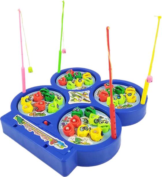 MOVE TOYS Fishing Game for Kids, Magnetic Fish Catching Game with 32 Pieces