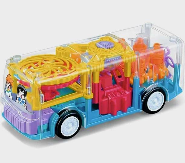 KRISHIVALAYA 3d Musical Bus Toy with 360° Rotation ,Lights & Sound Effects . ( multicolour )
