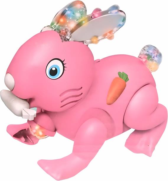 KIVANO Carrot Rabbit Bud Jumping Walking Electronic Bunny with Lights & Sounds