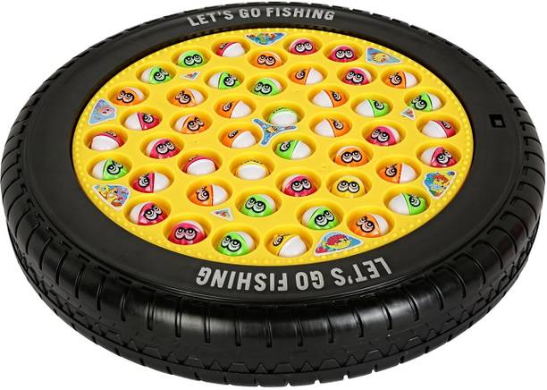 BVM Yellow Fishing Game – Small Musical Rotating Fishing Toy for Kids