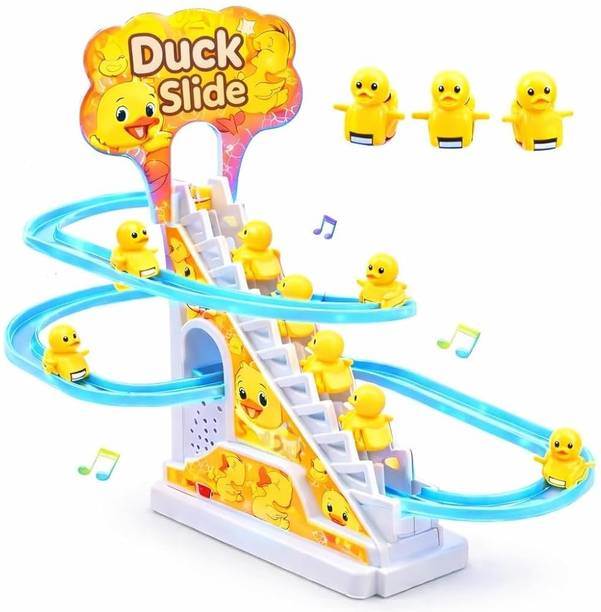 Extrawish Little Lovely Duck Slide Escalator Toy Automatic Stair-Climbing Race T