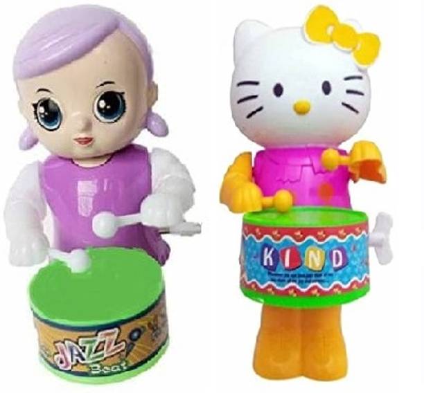M S.Toys Key Operated Cute Drummer Toy with Children BABY-Y-KITTY Muiacal Toys Rattle
