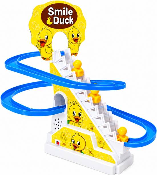 Nafhotoz Smile Duck Musical Stair Climbing Duck Toy with Rolling Ball Track