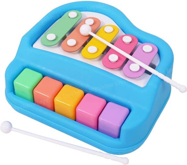 FATFISH 2 in 1 Baby Piano Xylophone Toy 5 Multicolored Keyboard