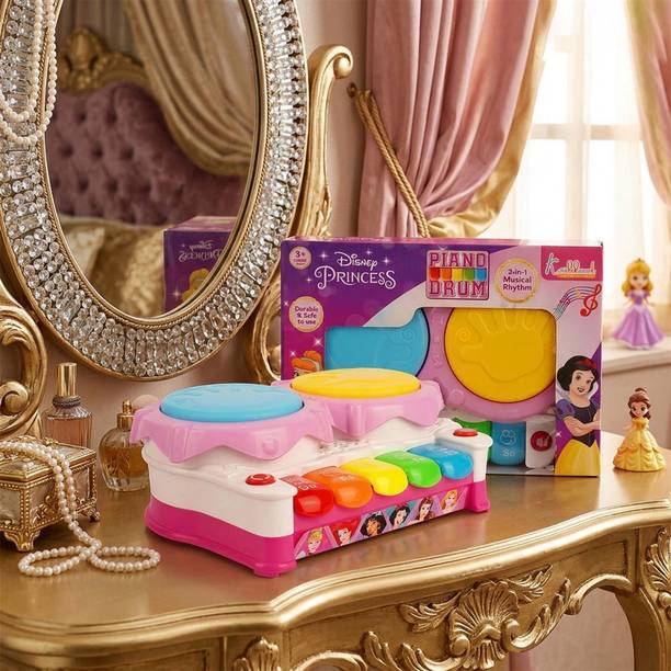 Kriiddaank Disney Princess Piano Drum Playset - Interactive Electronic Toy, Fun Game