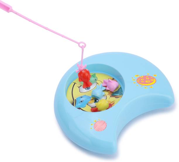 P S Galaxy Moon Fishing Game Toy Set with Music & Rotating Pond | Educational Magnetic Game
