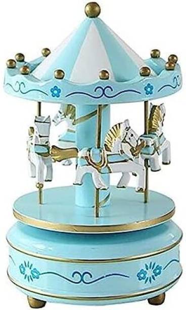Fusked Merry Go Round Blue Plastic Rotating Musical Toys Decoration Tools