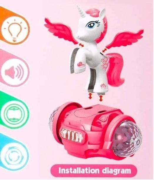 KAVANA 360 Degree Baby Horse Toy Lights and Sound Car(Multi color)