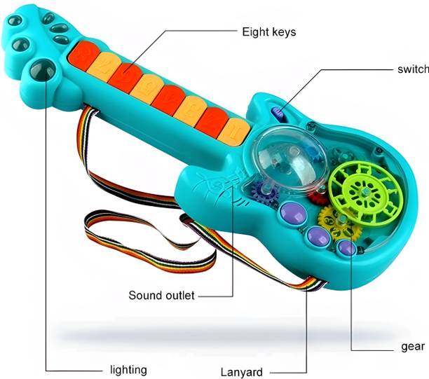 Zenex store Transparent Gear Guitar with Lights Toy for Kids Acoustic Music Learning Toys,