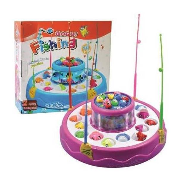SALEOFF Fishing Game with Playing Music Function/Fish-Catching Game with 26 Pieces Fishes, 2 Rotary Ponds and 4 Pods with Music and Light Function