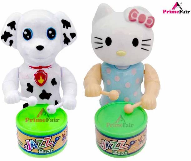 PRIMEFAIR Funny Key-Operated Cute Drummer Toy with Drumming Dancing Action Toys for Kids