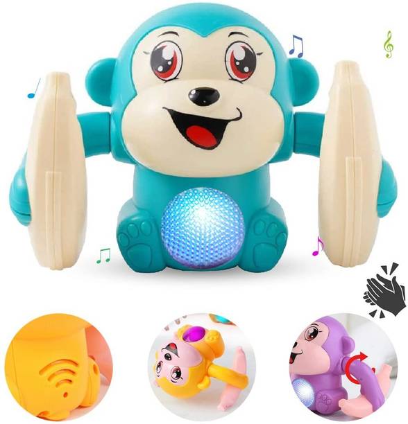 वेम्बली 360 Degree Spinning Rolling Tumble Banana Monkey Toy with Sound & Light Toy