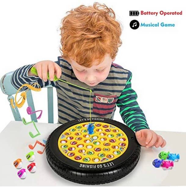 Jayaansh Traders Tyre Rotating Big Musical Fishing & Catching The Fish play Game Pack Of 1 )
