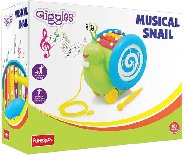 FUNSKOOL 3 In 1 Pull Along Musical Snail, Xylophone, Drum