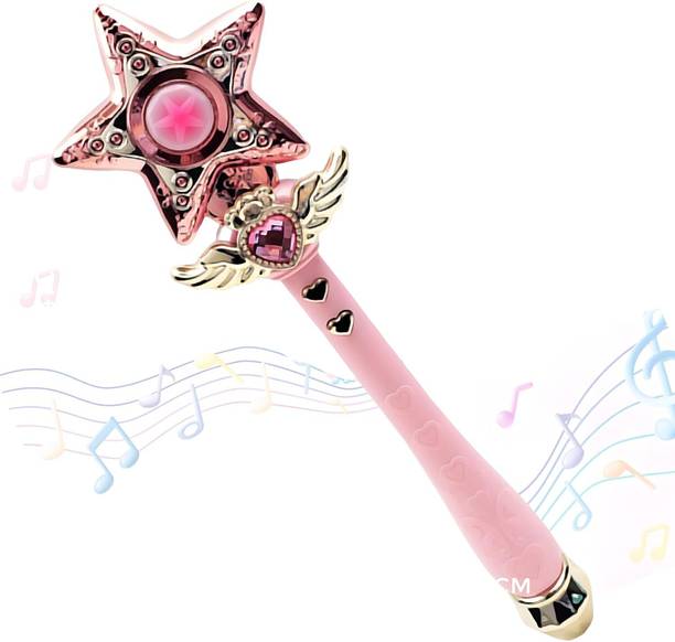 Planet of Toys Princess Star Magic Wand with Light & Music | LED Fairy Wand Toy for Girls