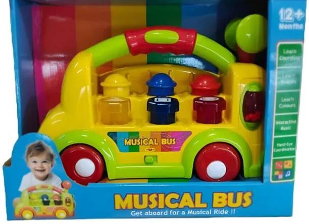 DODOS Musical Bus Toy with Fun Shape Sorting, Sound Effects Toy for kids (12+ Months)