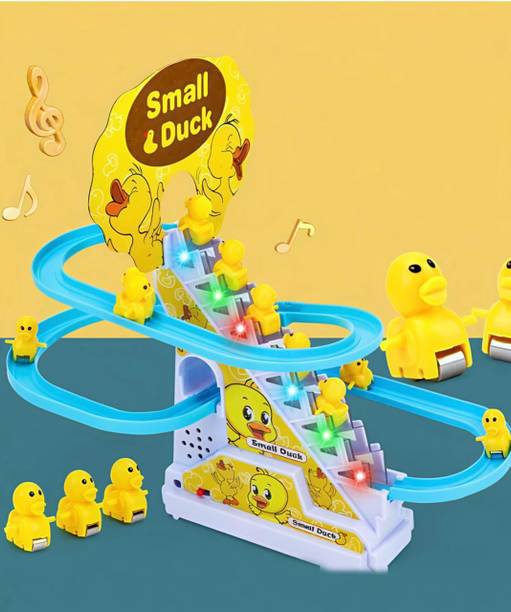 wwr Duck Climbing Stairs Toy with Music & Lights | Duck Slide Toy for Baby & Kids
