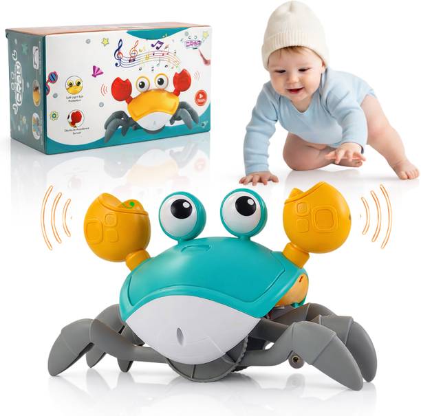 Buddynjoy Rechargeable Crawling Crab Baby Toy with Music & Automatic Obstacle Avoidance