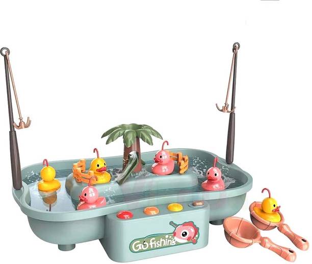 VikriDa Electric Fishing Game Toy with Rotating Pond Light, Music & Rods – Multicolor Party & Fun Board Game