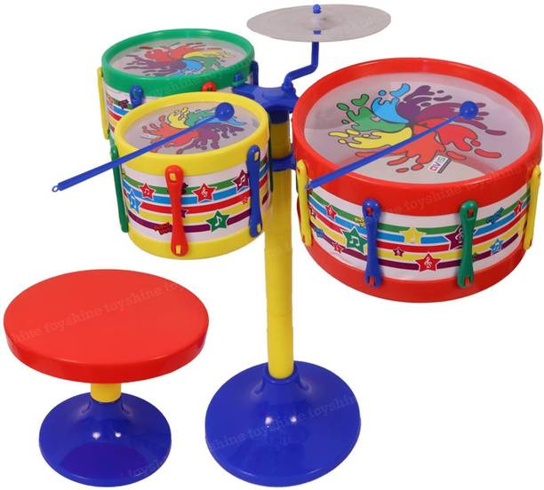 Game Phactory Musical Instruments Original Jazz Drum Set for Kids, Multi Color