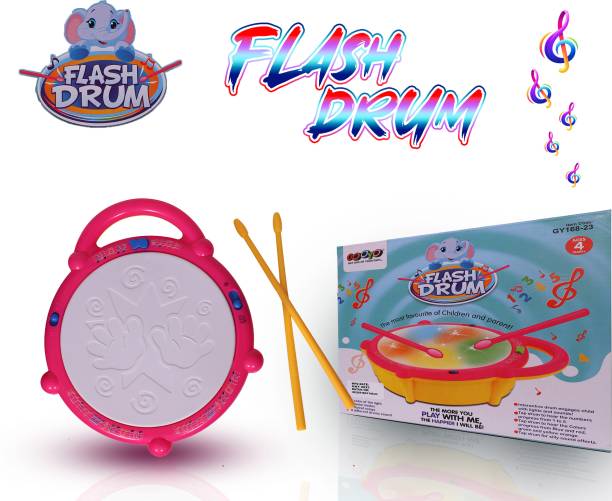 pk toyz Battery Operated 3D Musical Flash Drum Toy for Baby