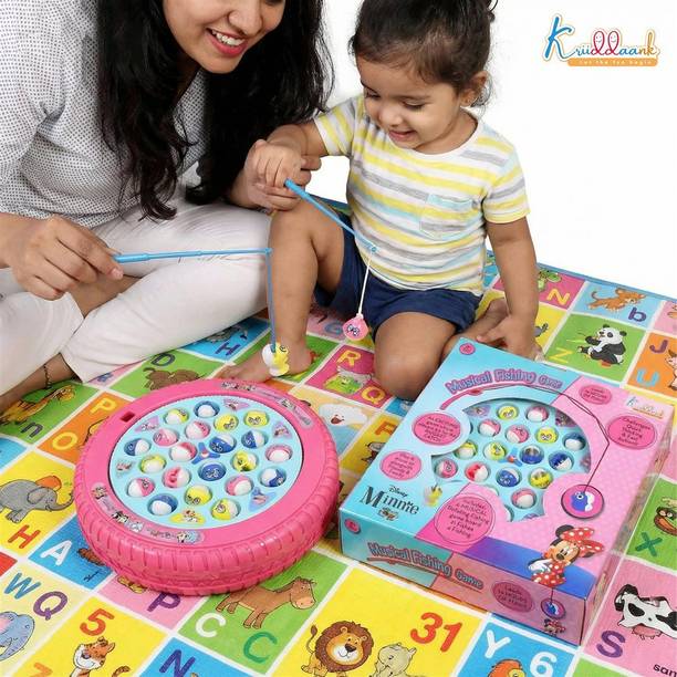 DISNEY Minnie Mouse Musical Rotating Fishing Game with 21 Fishes